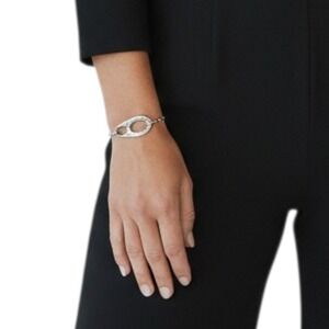 Style&Co‎ Womens Silver Tone Organic Double Link Adjustable Slider Box Bracelet